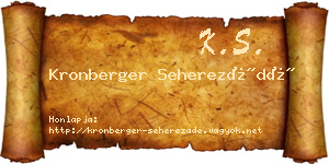 Kronberger Seherezádé névjegykártya